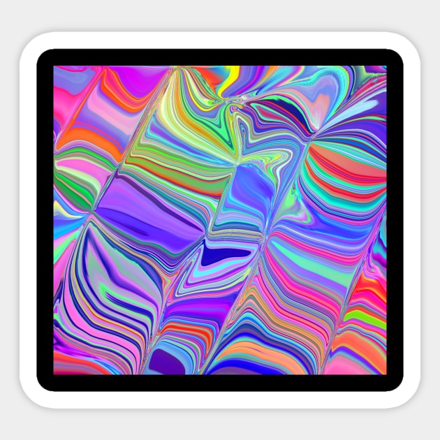 Swirling Rainbow Liquid Marble Abstract Sticker by Art by Deborah Camp